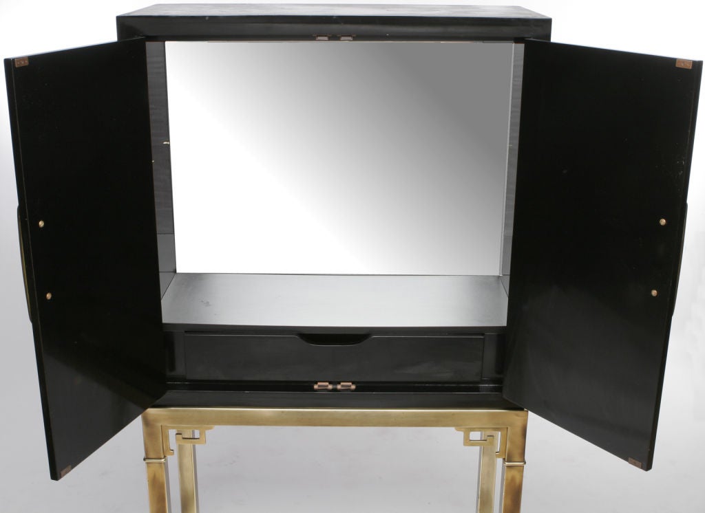 American Mastercraft Bronze And Black Lacquer Bar Cabinet