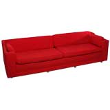 Vintage Red Wool Modified Tuxedo Sofa With Return Arms