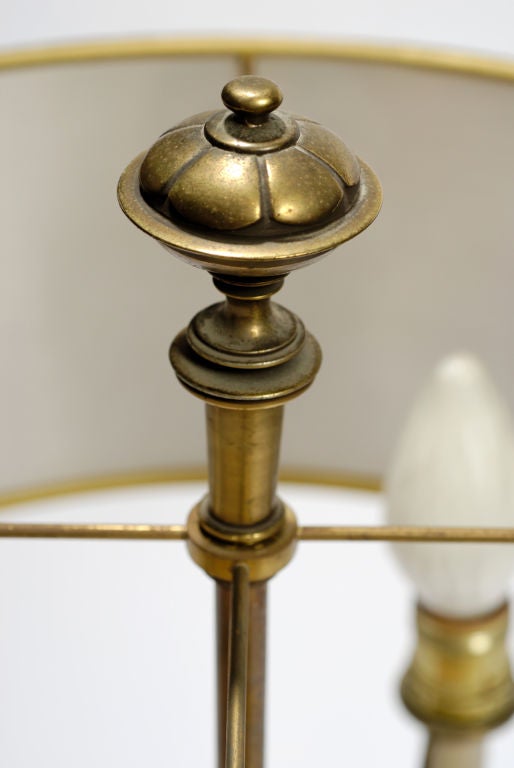 Pair Large Brass & Crystal Bouillotte Lamps By Stiffel 2