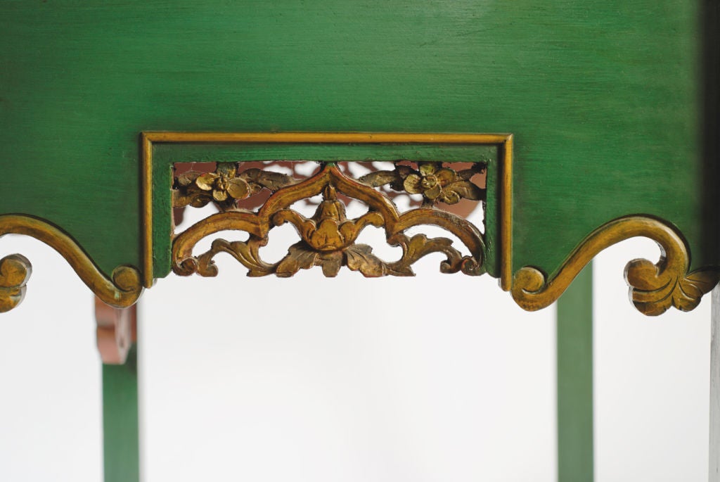 Emerald Green Chinese Cabinet Inset With Antique Gilt Panels 6