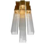 Dramatic Brass & Glass Rod Chandelier By Lightolier