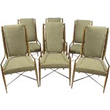 Set Of Six Italian Brass Bamboo Chairs