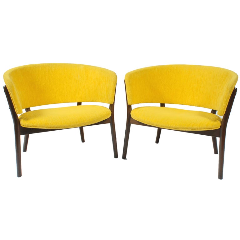 Pair Nanna Ditzel Danish Club Chairs