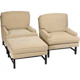 Pair Of Club Chairs With Matching Ottoman