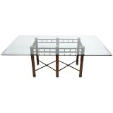Oil Dropped Lacquer Dining Table With Glass Top