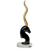 Hand Carved Wood & Lucite Gazelle Sculpture