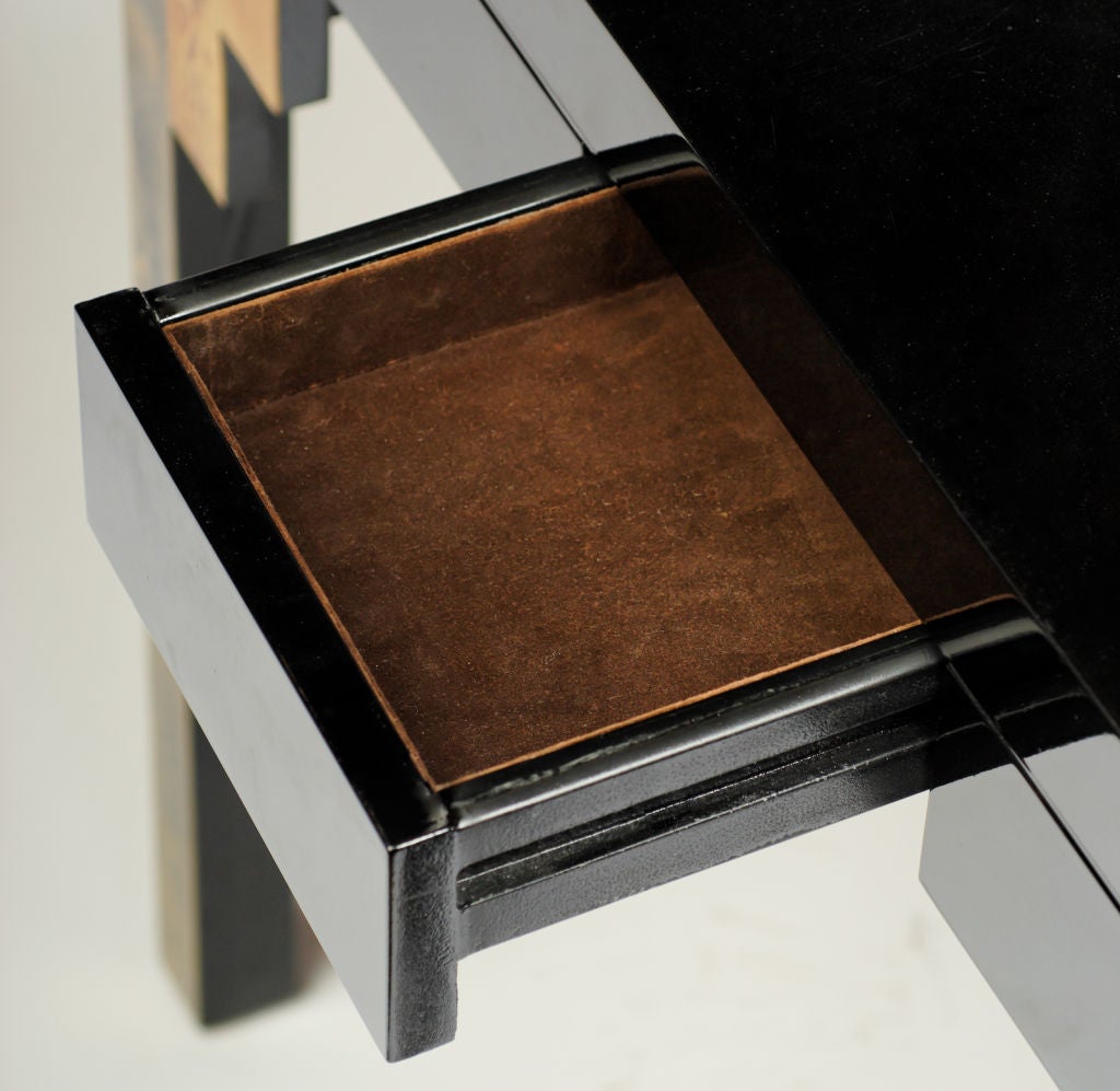 Wood Elegant Black Lacquer & Gilt Game Table