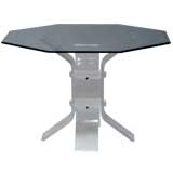 Lucite & Chrome Base Dining Table With Glass Top