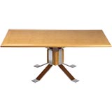 Pace Collection Chrome & Burl Dining Table