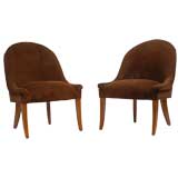 Pair Baker Chocolate Velvet Gondola Chairs