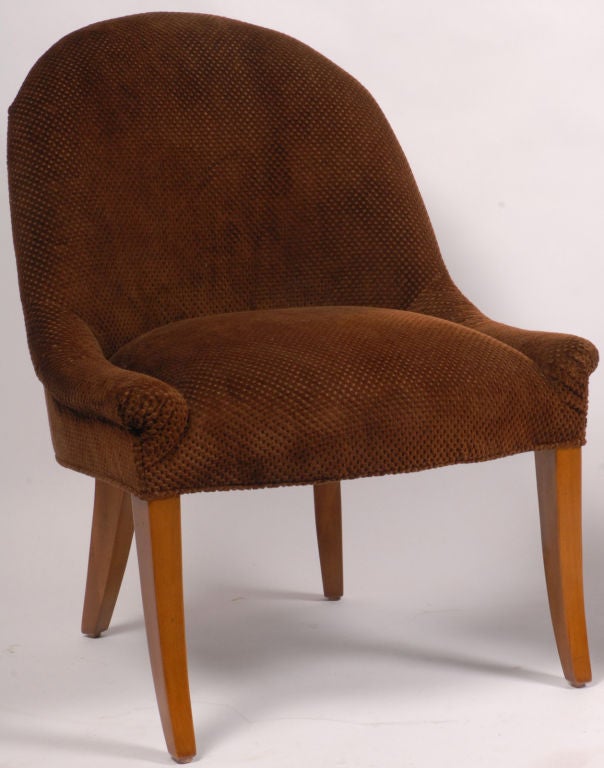 Pair Baker Chocolate Velvet Gondola Chairs