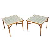 Pair Of Drexel Side Tables With Patterned Tops