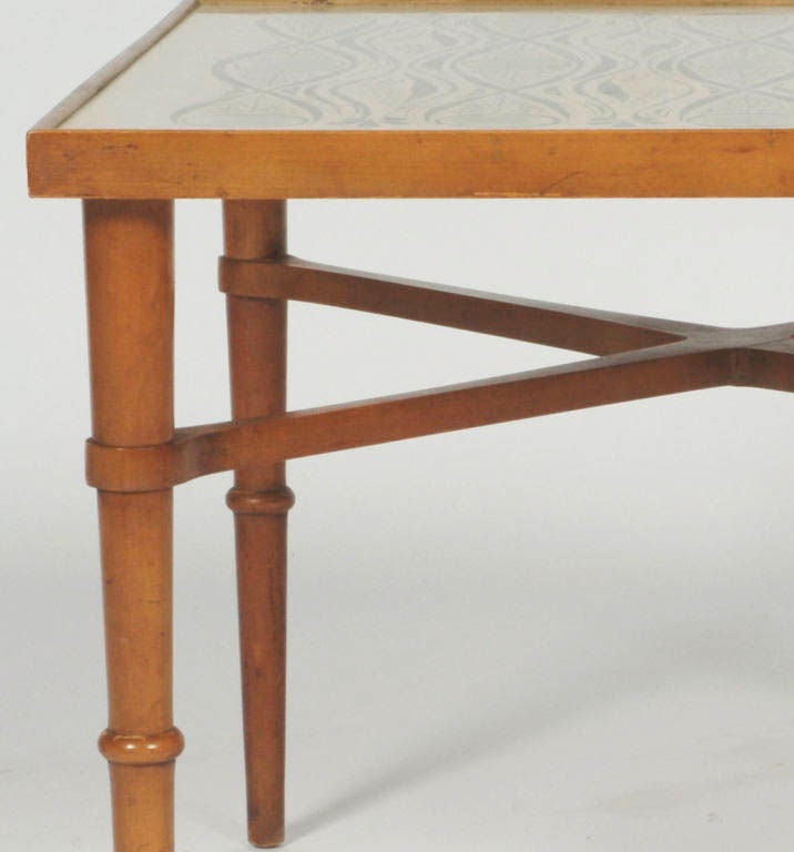 Mid-20th Century Pair Of Drexel Side Tables With Patterned Tops