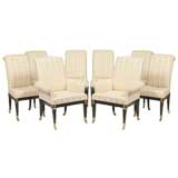 Set Of Eight Mastercraft Upholstered & Ebonized Dining Chairs