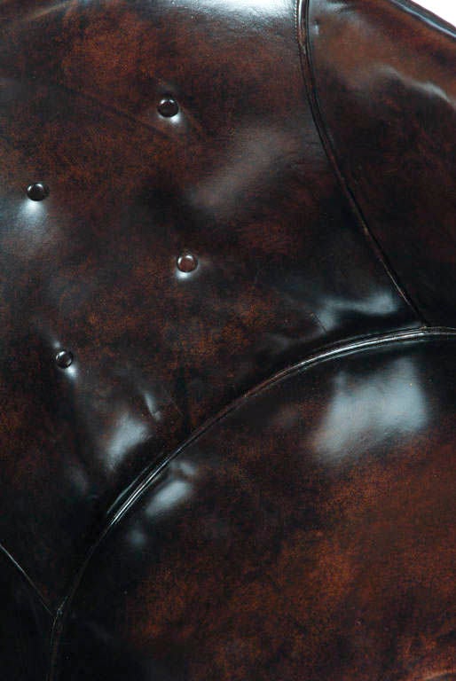 Pair Regency Style Tub Chairs In Rich Brown Leather 1
