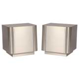 Pair Brushed Aluminum Finish Night Stands