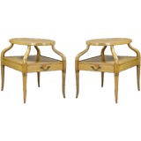 Pair 1940s Mahogany Plateau Side Tables With Sinuous Legs