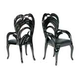 Retro Set Of Ten Phyllis Morris Black Lacquer Dining Chairs