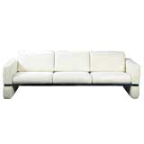 Chrome & White Wool Sofa Attributed To Pierre Cardin