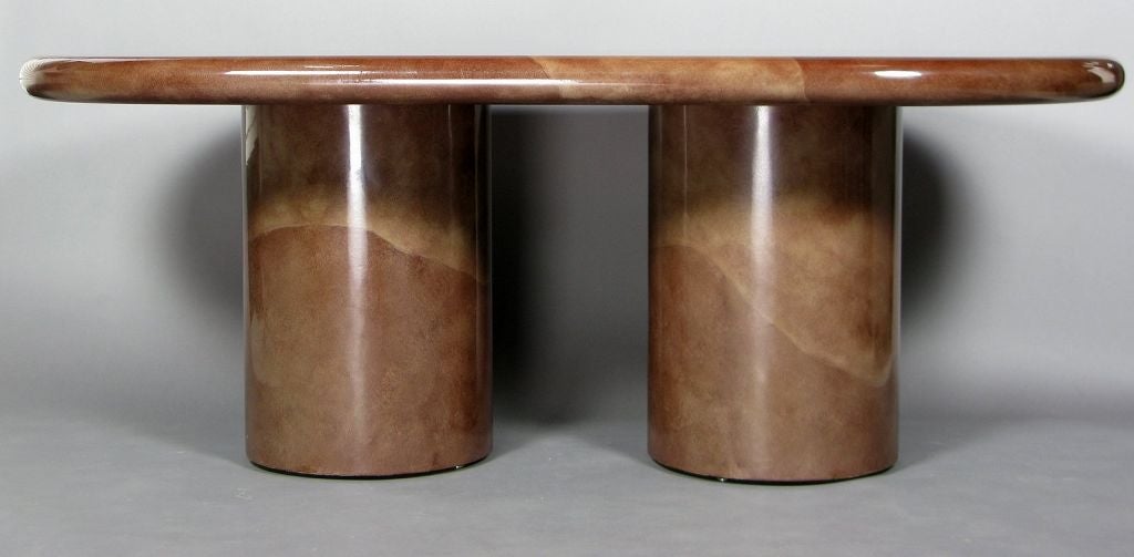 Karl Springer Plum Goatskin Oval Dining Table