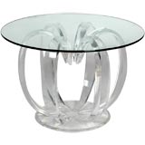 Lucite & Glass Side Table With Melon Form Base