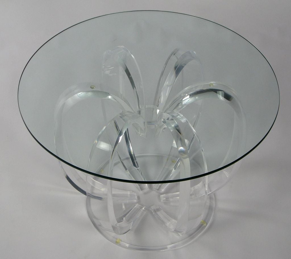 American Lucite & Glass Side Table With Melon Form Base