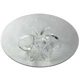 Lucite 
Glass Coffee Table With Melon Form Base