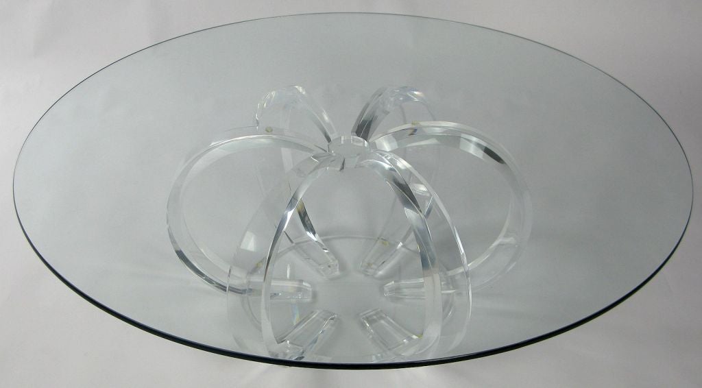 Lucite & Glass Coffee Table With Melon Form Base