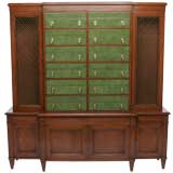 Renzo Rutili Leather Breakfront Library Cabinet