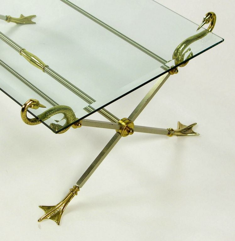 brass swan table