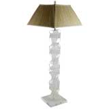 Spiraling Blocks of Lucite & Chrome Floor Lamp