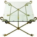 Nickel & Brass Swan Form Coffee Table With X-Form Base