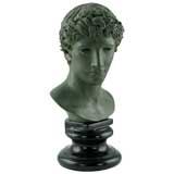 Bust Of Young Roman Man In Verdigris Finish