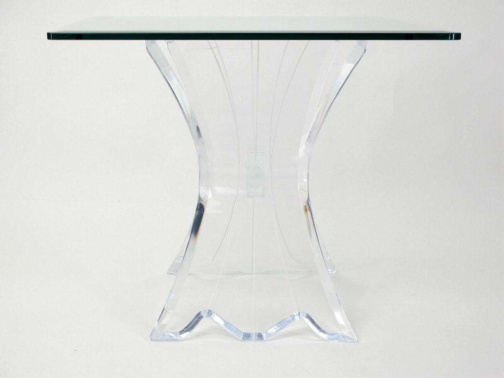 Pair Lucite & Glass Butterfly Side Tables 3