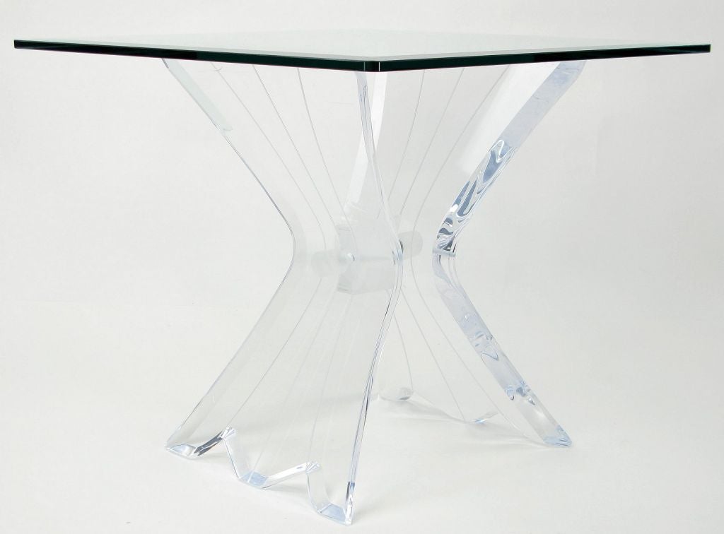 Pair Lucite & Glass Butterfly Side Tables 2