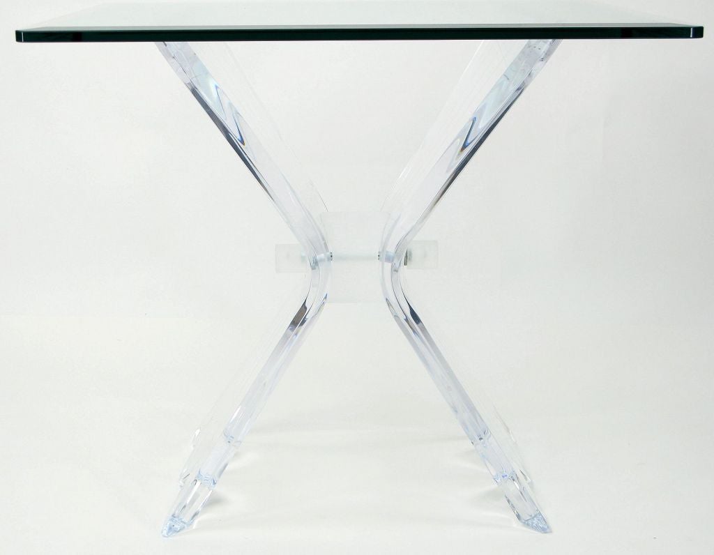 Pair Lucite & Glass Butterfly Side Tables 4