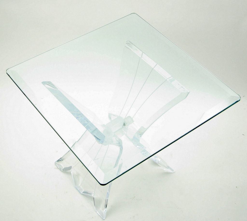 Pair Lucite & Glass Butterfly Side Tables 5