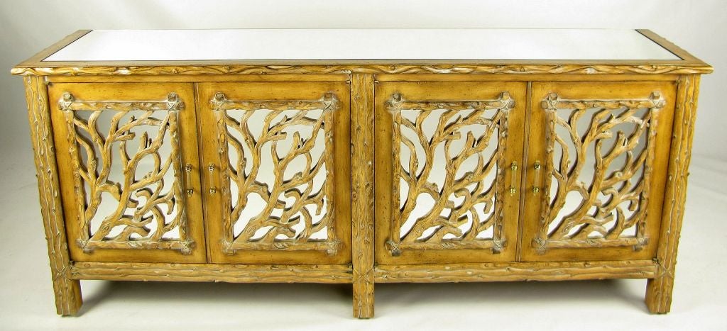Unusual 1970s Faux Bois & Mirror Dresser