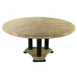 Dining Table With Sunburst Goatskin Top & Chocolate Lacquer Base