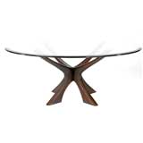 Rosewood & Glass Coffee Table In The Style Of Vladimir Kagan