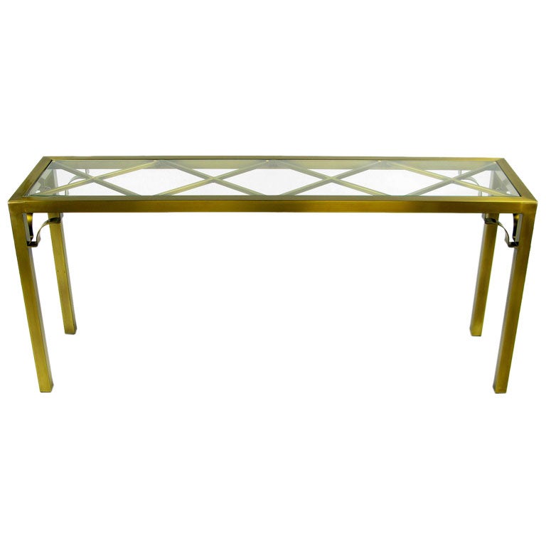 Mastercraft Brass Chinese Chippendale Console Table