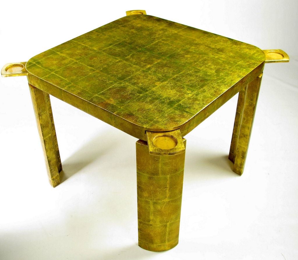 Square Gilt Game Table With Radiused Corners