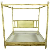 Retro Lacquered Faux Bois Canopy Bed