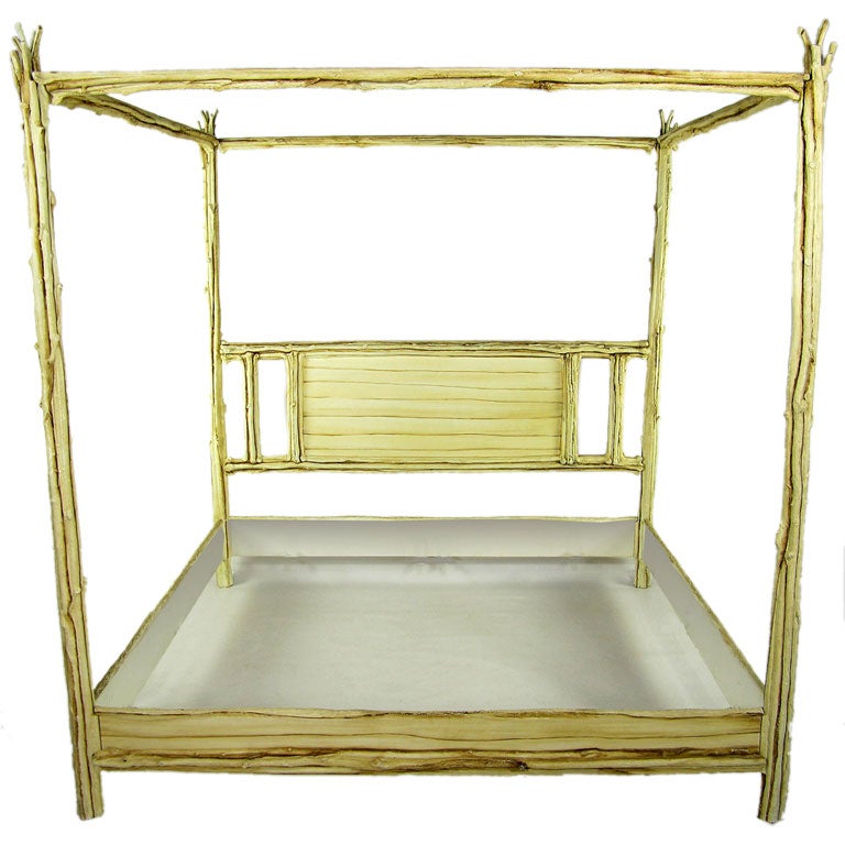 Lacquered Faux Bois Canopy Bed