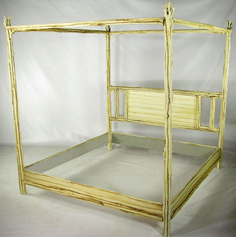 Lacquered Faux Bois Canopy Bed