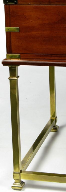 Mahogany, Brass, And Leather Campaign Desk By Sligh 2