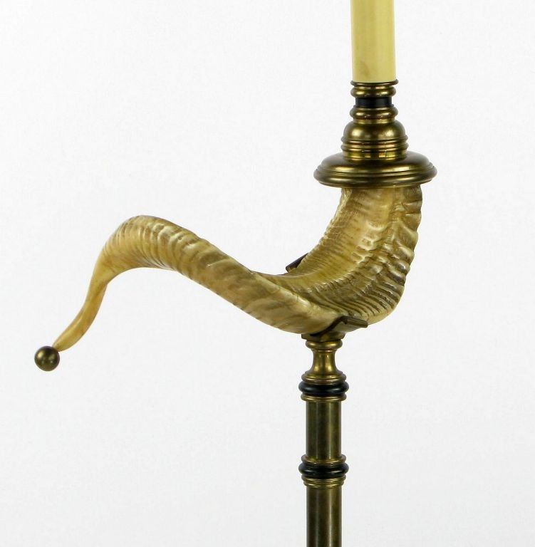 American Chapman Brass & Ram's Horn Floor Lamp