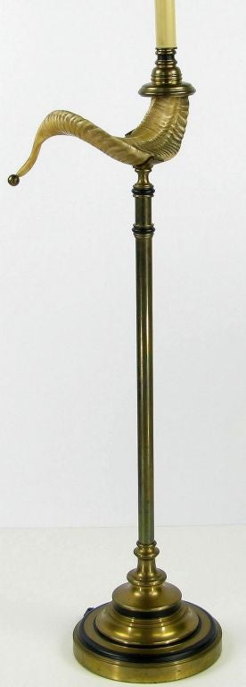 Late 20th Century Chapman Brass & Ram's Horn Floor Lamp