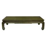 Baker Lacquered Grasscloth Chinese Form Coffee Table