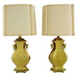 Vintage Pair Marbro Brass Table Lamps With Elephant Heads